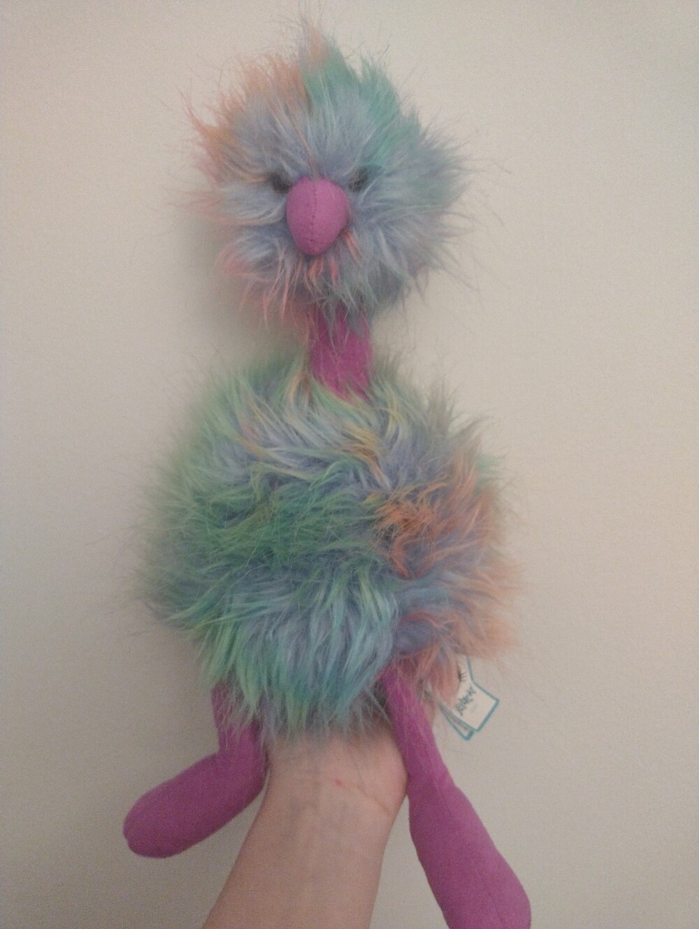 Retired Jellycat Rainbow Pompom Ostrich Bird Plush NWT